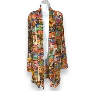 Robert Kitchen Colorful Art-to-Wear Mesh Topper Jacket Maximalist Long Sleeve 1X